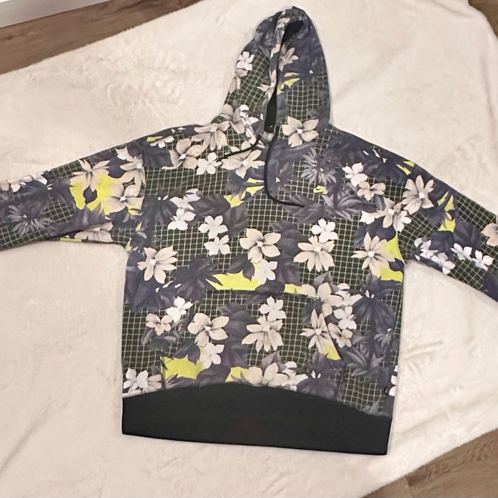 Nike SB Paradise Hoodie Dark Floral Black Limelight - Large